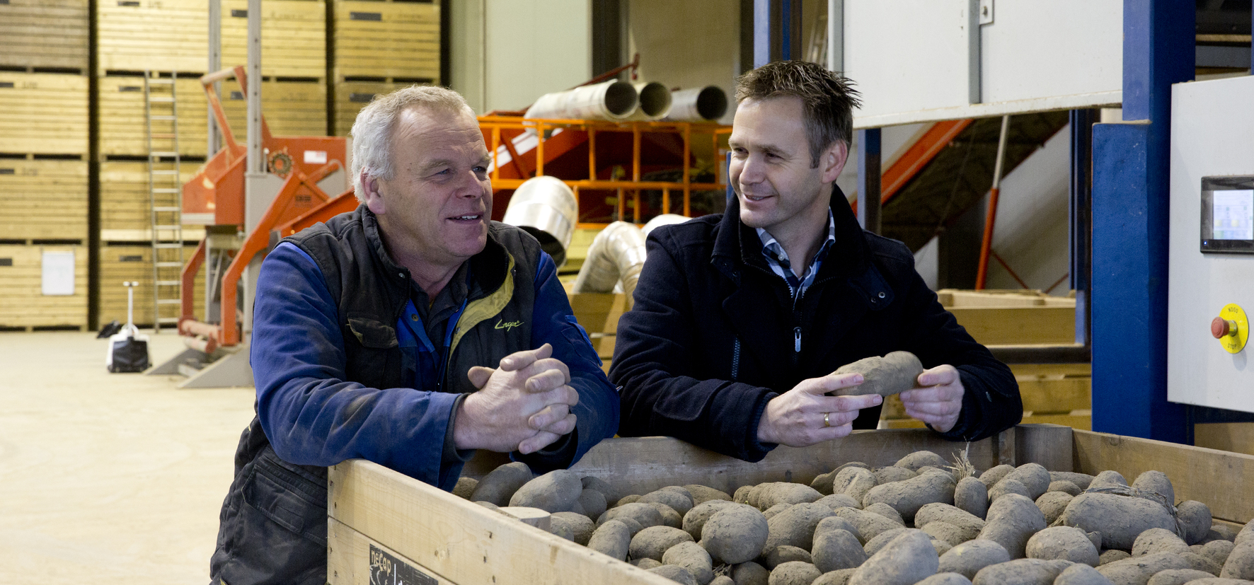 gebr. de zeeuw met pootaardappelen in de hand